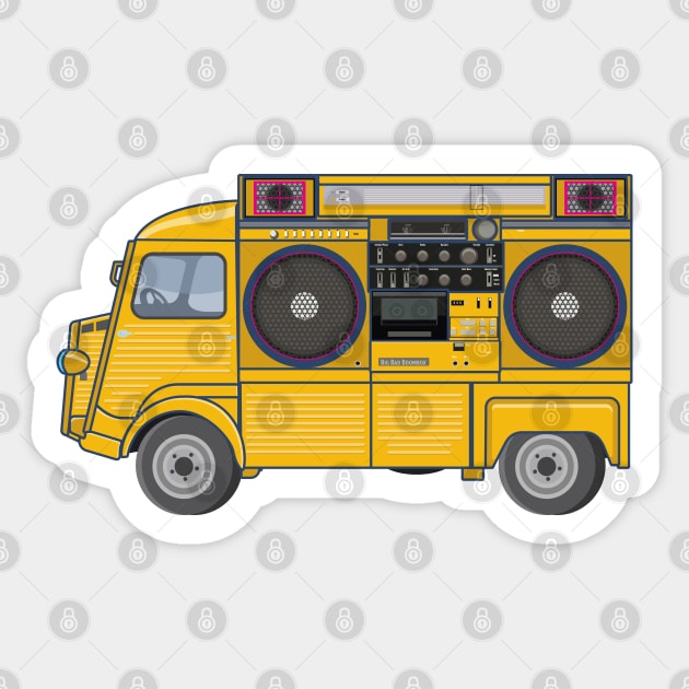 Citroen HY - Boombox Van- Huge Ghettoblaster on a Classic Van Sticker by Boogosh